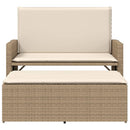 havebænk med hynder og fodskammel polyrattan beige