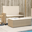 havebænk med hynder og fodskammel polyrattan beige