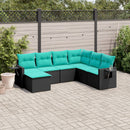 havesofasæt med 7 hynder sort polyrattan