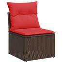 havesofasæt med 10 hynder brun polyrattan