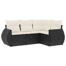 sofasæt til haven 4 dele med hynder polyrattan sort