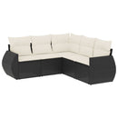 sofasæt til haven 5 dele med hynder polyrattan sort