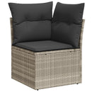 havesofasæt med 9 dele og hynder grå polyrattan