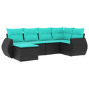 havesofasæt med 6 hynder sort polyrattan