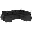 sofasæt til haven 7 dele med hynder polyrattan sort