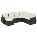 sofasæt til haven 7 dele med hynder polyrattan sort