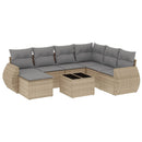 sofasæt til haven 8 dele med hynder polyrattan beige