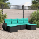 havesofasæt med 6 hynder sort polyrattan
