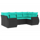 havesofasæt med 6 hynder sort polyrattan