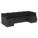 sofasæt til haven 7 dele med hynder polyrattan sort