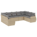 sofasæt til haven 9 dele med hynder polyrattan beige