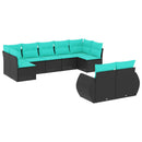 havesofasæt med 9 dele og hynder sort polyrattan