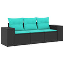 havesofasæt 3 dele med hynder sort polyrattan