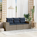 havesofasæt 3 dele med hynder grå polyrattan