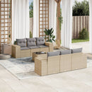 sofasæt til haven 7 dele med hynder polyrattan beige