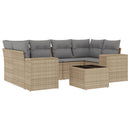 sofasæt til haven 7 dele med hynder polyrattan beige