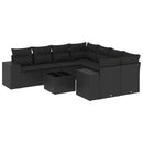 sofasæt til haven 9 dele med hynder polyrattan sort