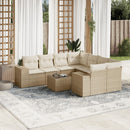 sofasæt til haven 9 dele med hynder polyrattan beige