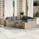 sofasæt til haven 9 dele med hynder polyrattan beige