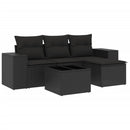 sofasæt til haven 5 dele med hynder polyrattan sort