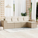 sofasæt til haven 5 dele med hynder polyrattan beige