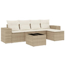 sofasæt til haven 6 dele med hynder polyrattan beige