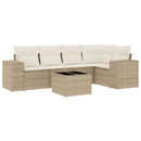 sofasæt til haven 6 dele med hynder polyrattan beige