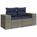 havesofasæt med 6 dele og hynder grå polyrattan