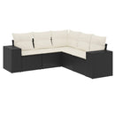 sofasæt til haven 5 dele med hynder polyrattan sort