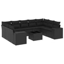 sofasæt til haven 10 dele med hynder polyrattan sort