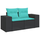 havesofasæt med 9 dele og hynder sort polyrattan