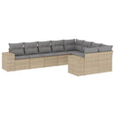 sofasæt til haven 9 dele med hynder polyrattan beige