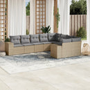 sofasæt til haven 9 dele med hynder polyrattan beige