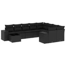 sofasæt til haven 10 dele med hynder polyrattan sort