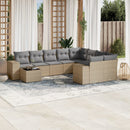 sofasæt til haven 10 dele med hynder polyrattan beige