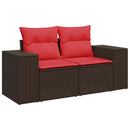 11-delt havesofasæt med hynder brun polyrattan