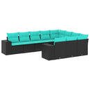 havesofasæt med 10 hynder sort polyrattan