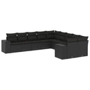 sofasæt til haven 10 dele med hynder polyrattan sort