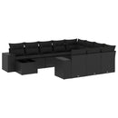 sofasæt til haven 11 dele med hynder polyrattan sort