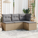 sofasæt til haven 4 dele med hynder polyrattan beige