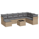 sofasæt til haven 9 dele med hynder polyrattan beige