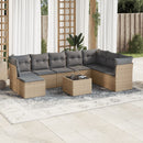 sofasæt til haven 9 dele med hynder polyrattan beige