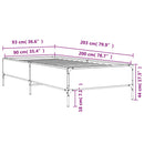 sengeramme 90x200 cm konstrueret træ og metal sonoma-eg