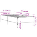 sengeramme 90x200 cm konstrueret træ og metal røget eg