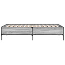 sengeramme 90x200 cm konstrueret træ og metal grå sonoma-eg