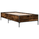 sengeramme 90x190 cm konstrueret træ og metal røget eg
