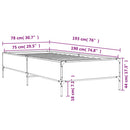 sengeramme 75x190 cm konstrueret træ og metal sonoma-eg