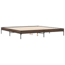 sengeramme 200x200 cm konstrueret træ og metal brun egetræ