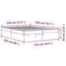 sengestel 120x200 cm konstrueret træ og metal grå sonoma-eg