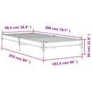 sengeramme 100x200 cm konstrueret træ og metal røget eg